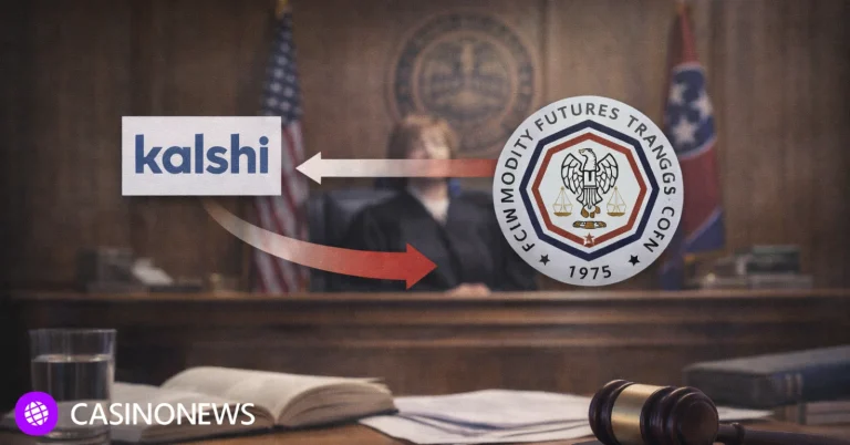 Tennessee courtroom with Kalshi and CFTC legal dispute visual