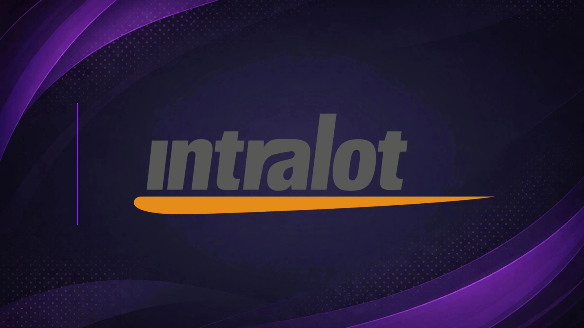 Intralot logo displayed on a dark purple branded background.