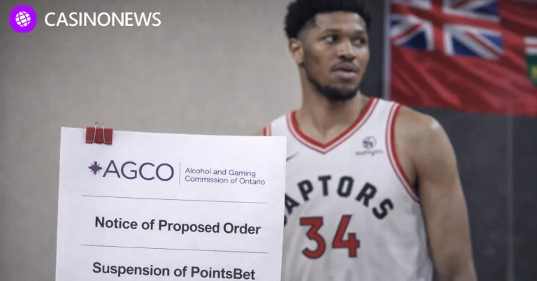 AGCO proposed order notice beside PointsBet logo in Ontario