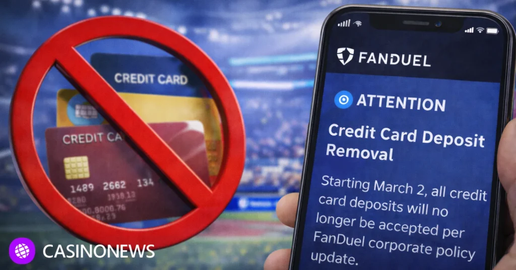 FanDuel credit card deposit removal notice over sports stadium
