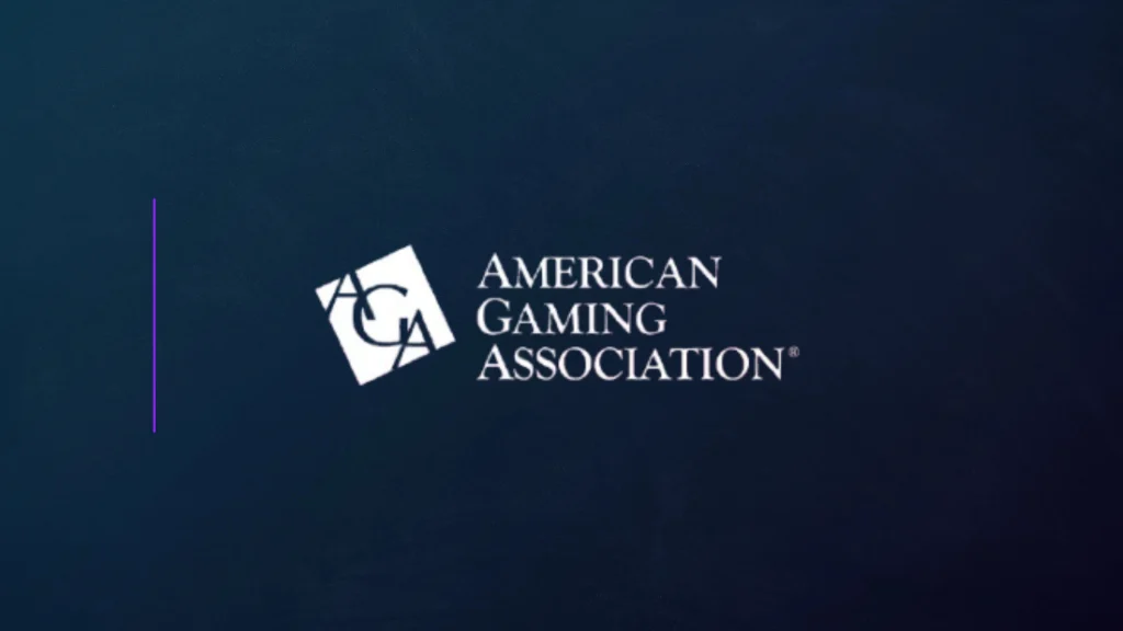 American Gaming Association logo displayed on branded conference-style background