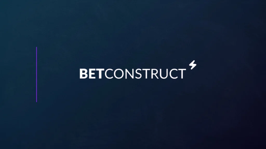 BetConstruct logo displayed on dark blue background with branding graphics