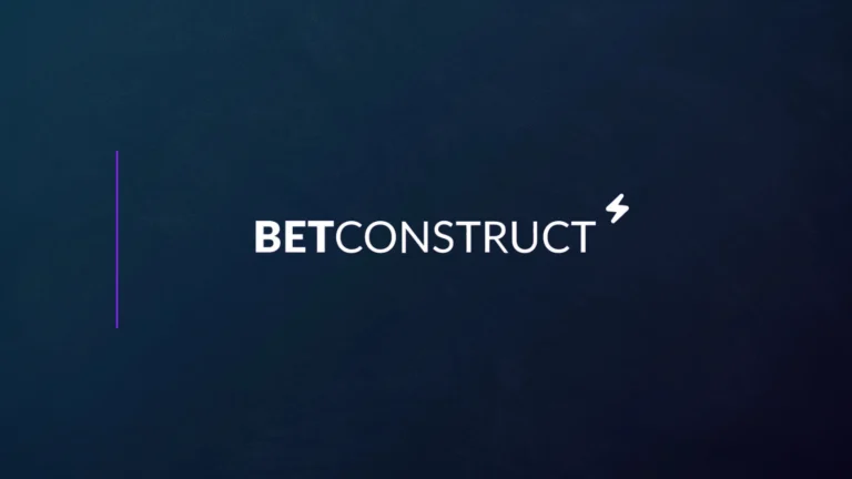BetConstruct logo displayed on dark blue background with branding graphics