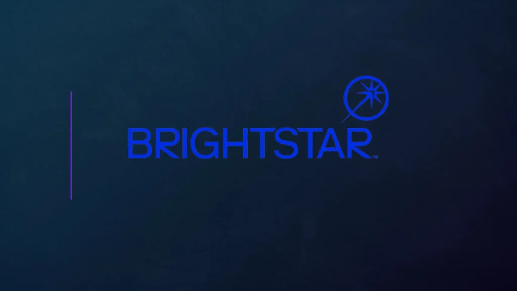Brightstar corporate logo on dark blue branded background