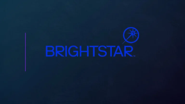 Brightstar corporate logo on dark blue branded background