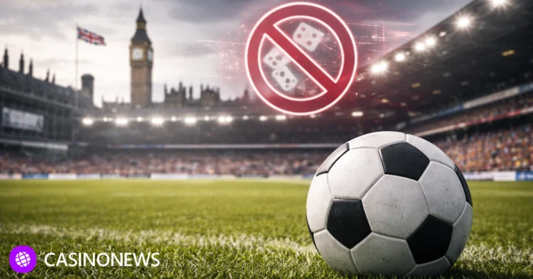 Soccer ball resting on a football pitch representing UK review of gambling sponsorship rules