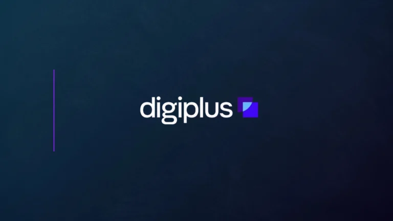 Digiplus company logo displayed on dark blue branded background graphic