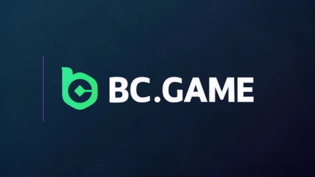 BC.GAME logo displayed on a dark blue branded background.