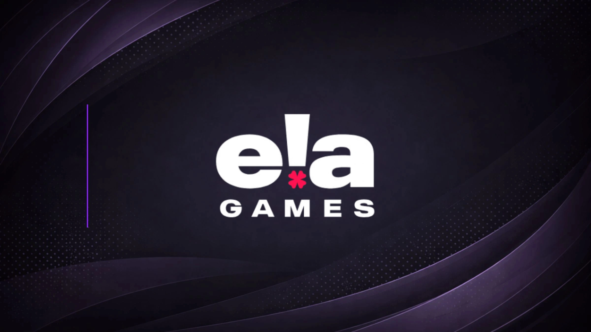 ELA Games corporate logo displayed on dark purple awards presentation background