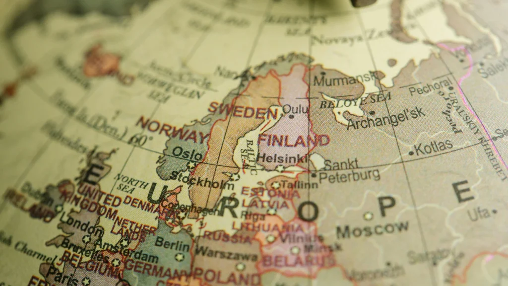 Map of Northern Europe showing Sweden, Finland, and surrounding countries
