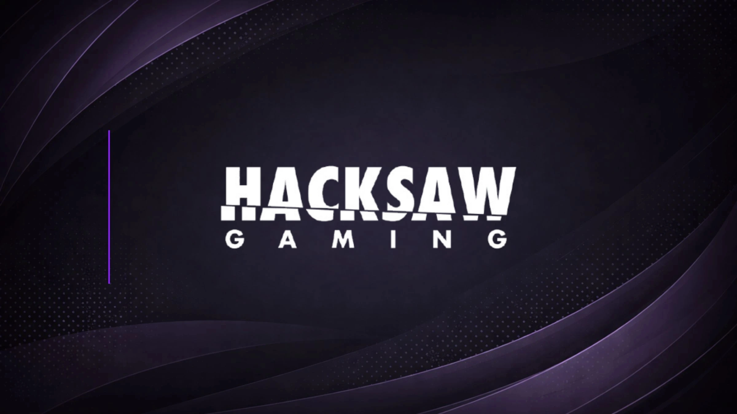 Hacksaw Gaming logo displayed on a dark purple branded background