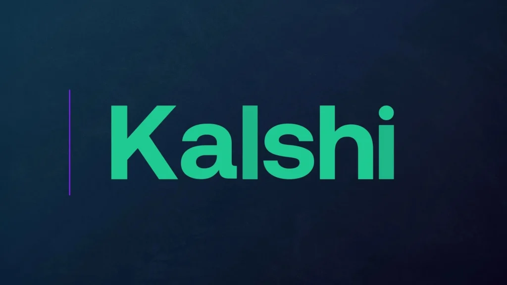 Green “Kalshi” text logo displayed on dark background with simple modern design.