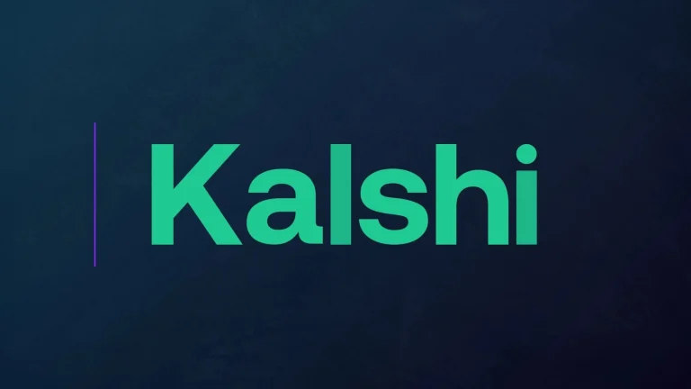 Green “Kalshi” text logo displayed on dark background with simple modern design.