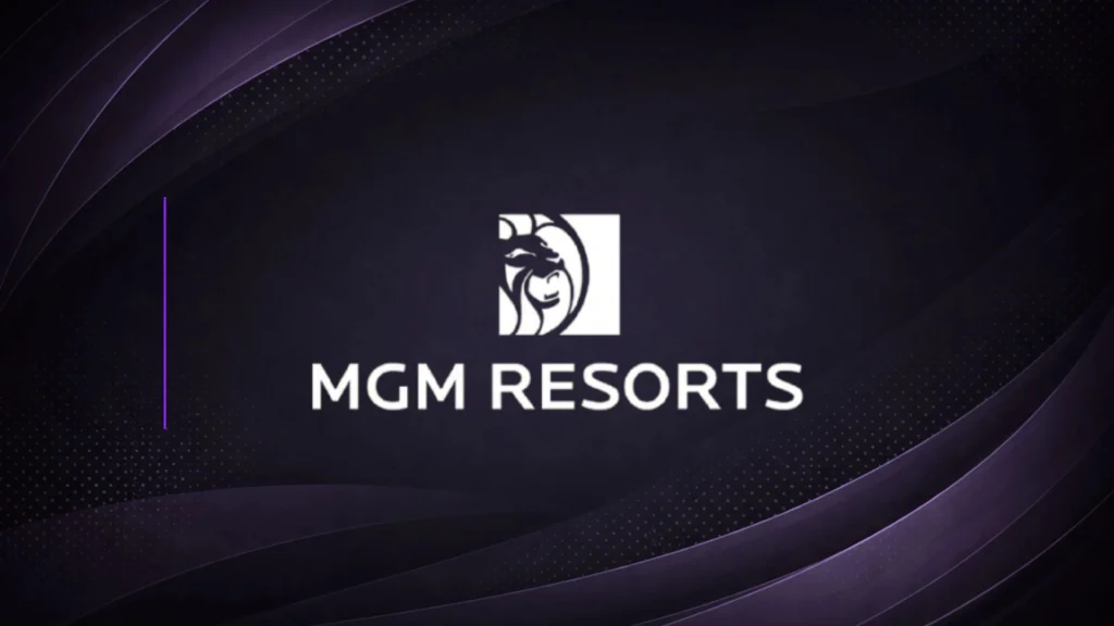 MGM Resorts logo on a dark branded background