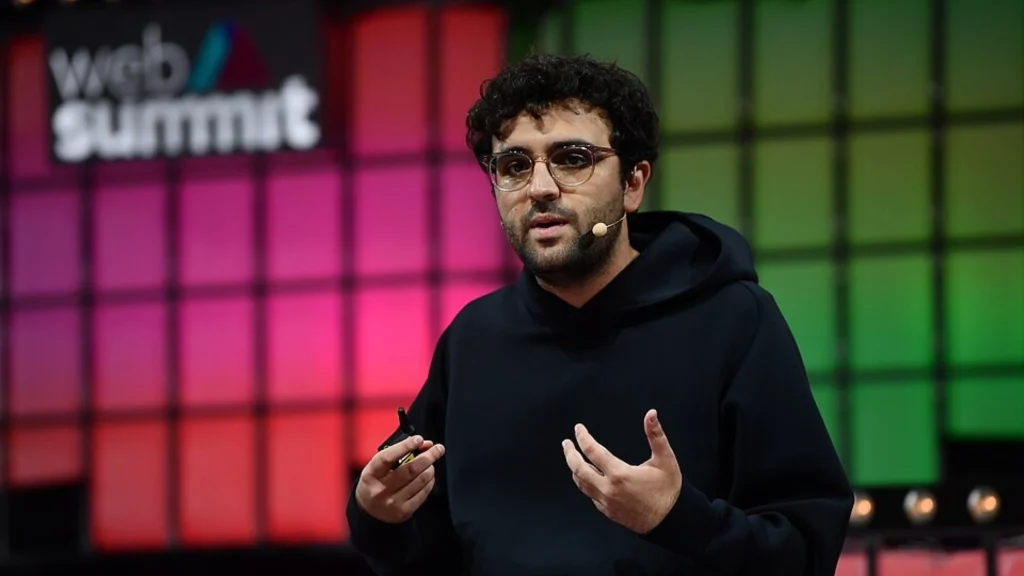 Speaker presenting on stage during Web Summit technology conference