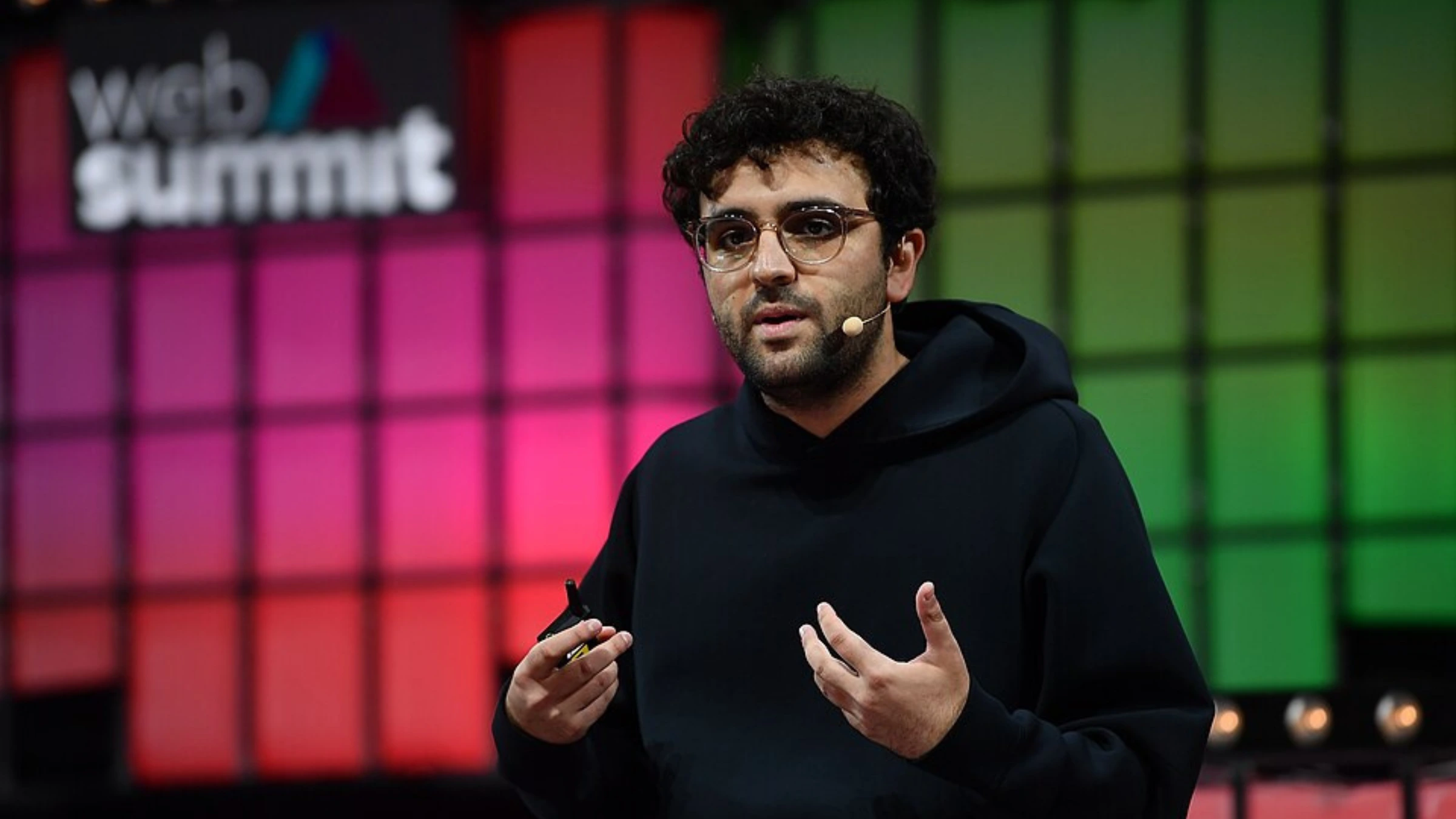 Speaker presenting on stage during Web Summit technology conference