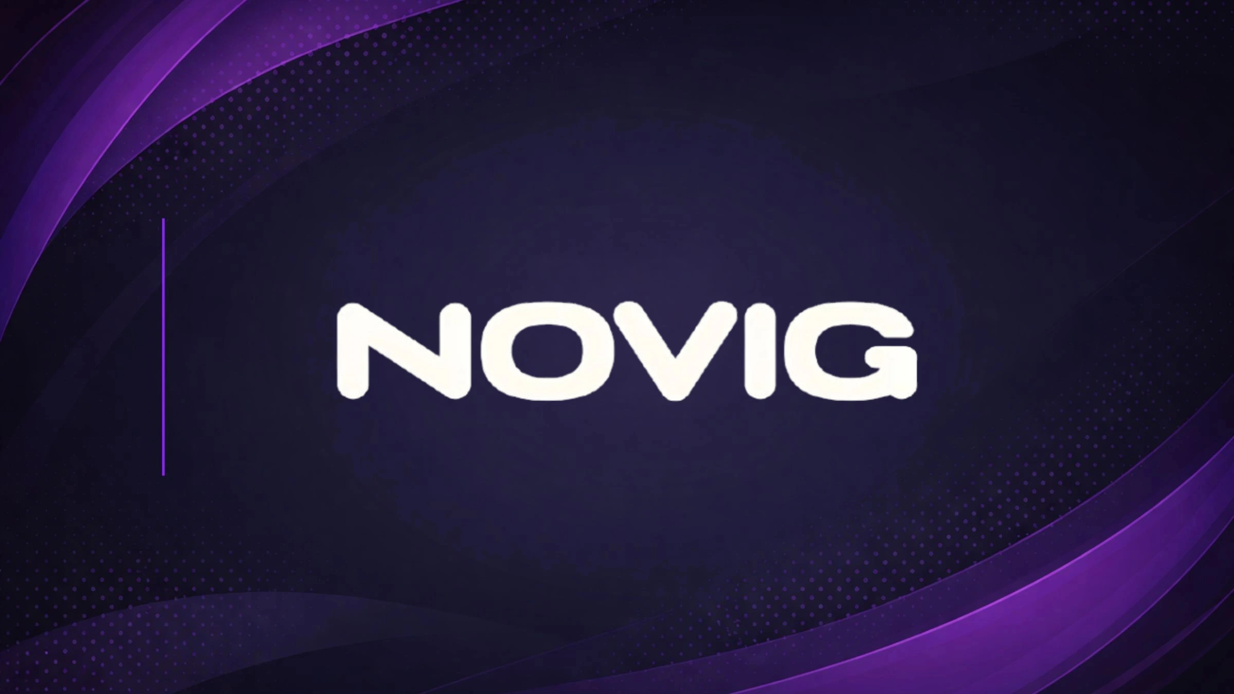 Novig company logo displayed on purple branded digital background graphic