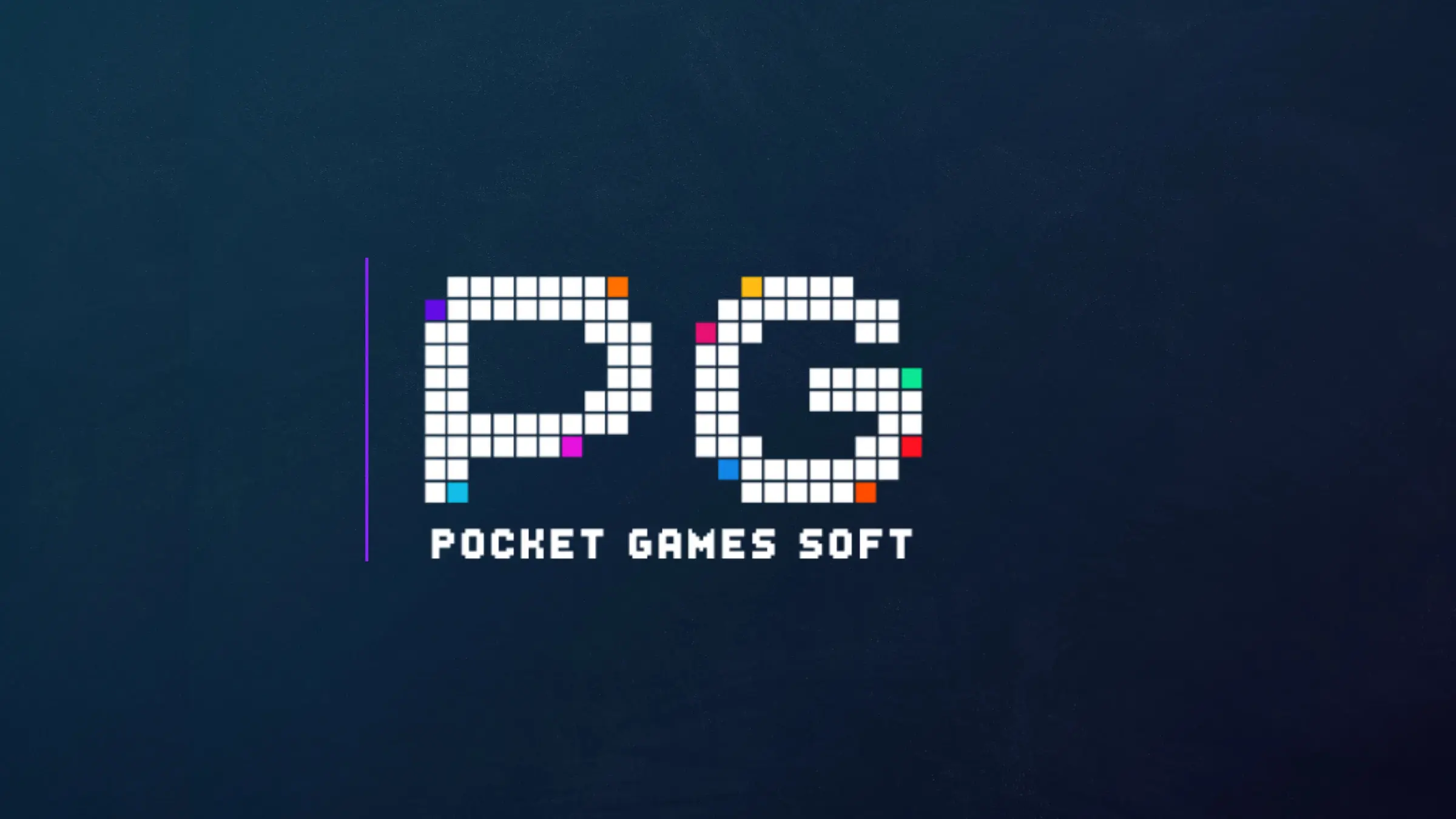 PG Soft logo in pixel-style lettering on dark background with colorful accent squares.