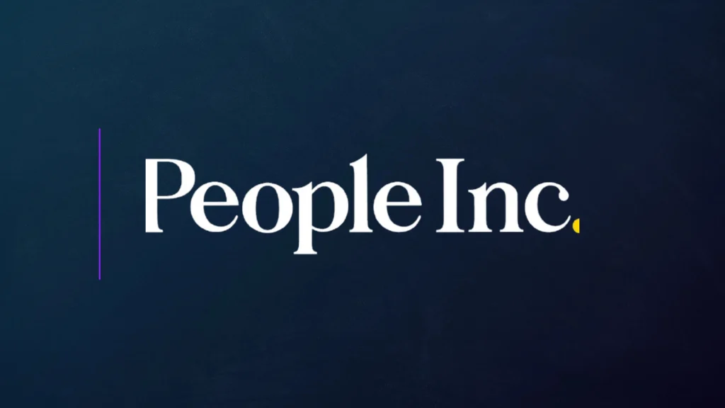 People Inc. corporate logo displayed on dark background representing business acquisition proposal