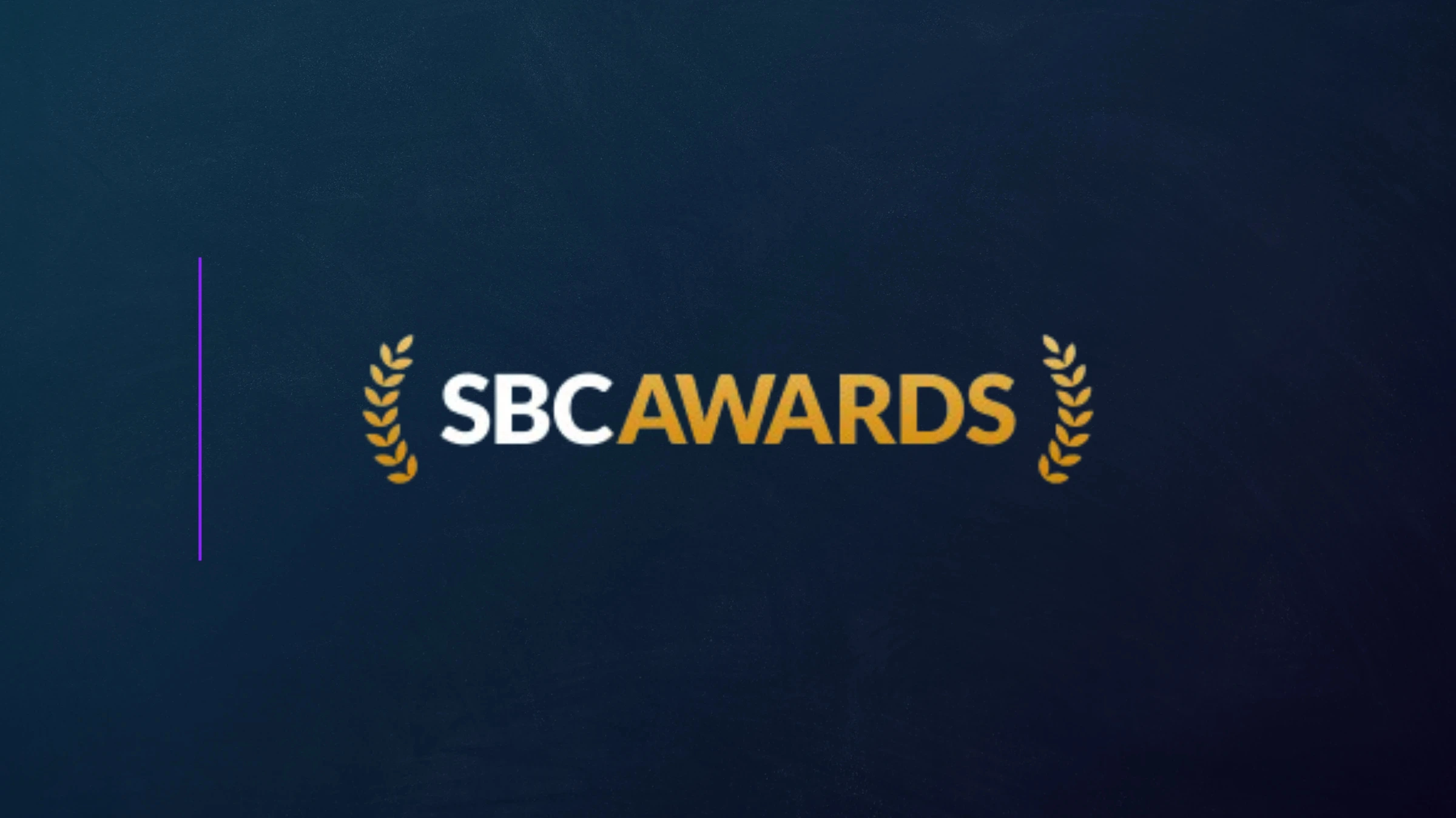 SBC Awards logo with gold laurel wreaths on a dark blue background