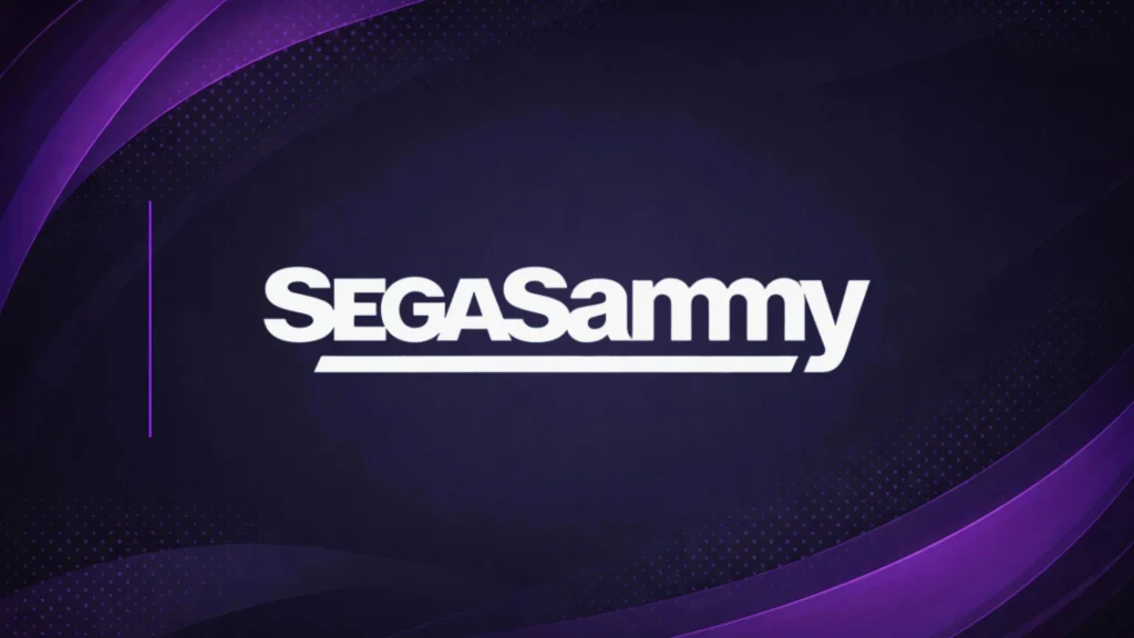 SEGA Sammy corporate logo displayed on branded financial news background