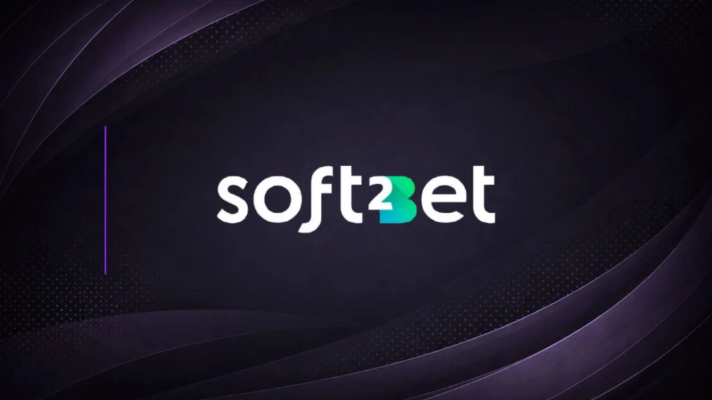 Soft2Bet logo displayed on a dark purple corporate background