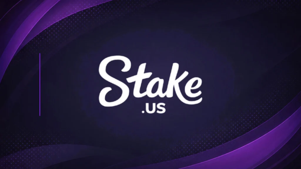 Stake.us logo on a dark corporate background