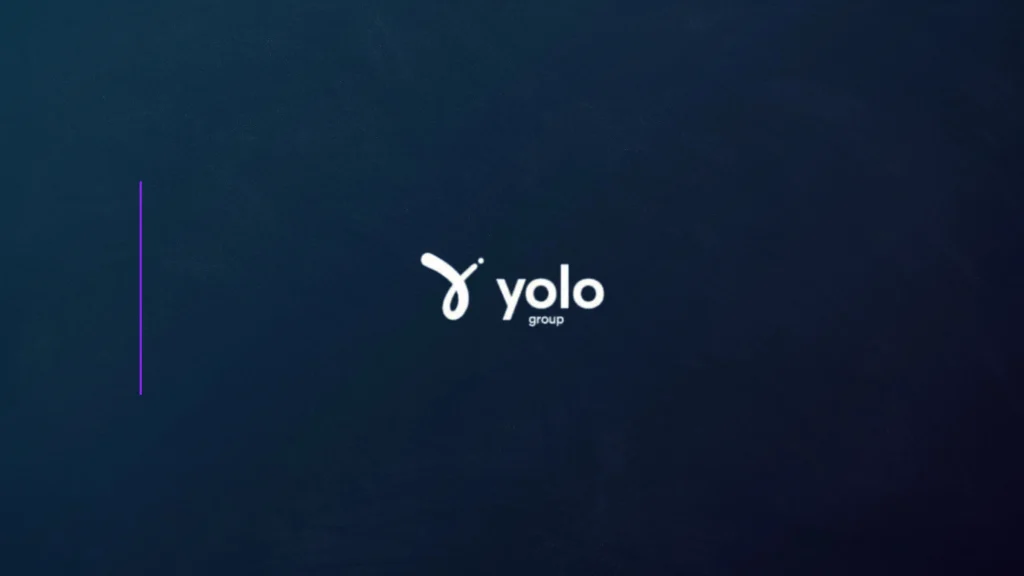 Yolo Group corporate logo displayed on dark blue branded background graphic