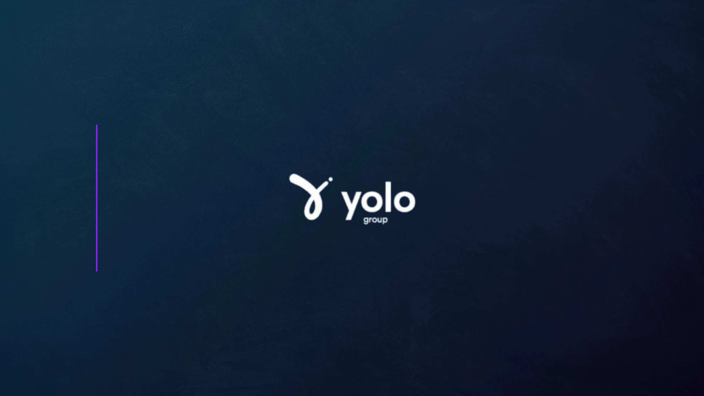 Yolo Group corporate logo displayed on dark blue branded background graphic